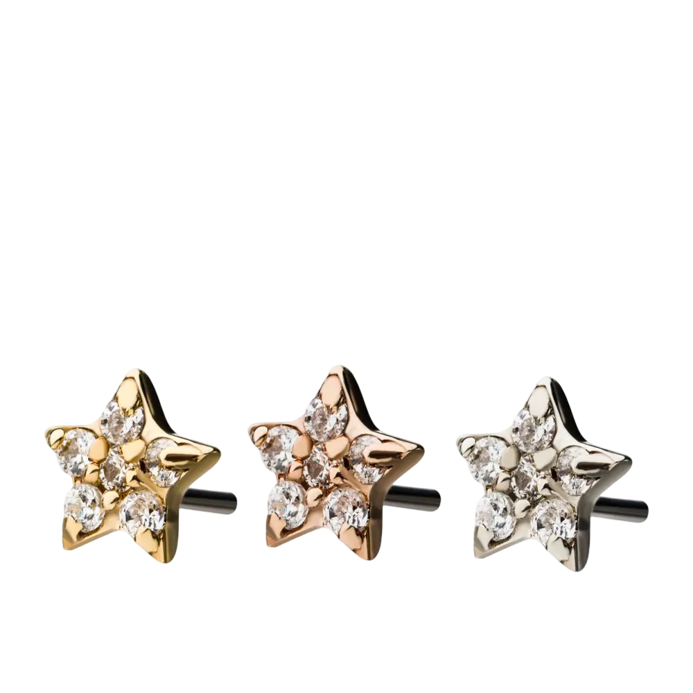 14k White Gold Gemmed Star Threadless Attachment