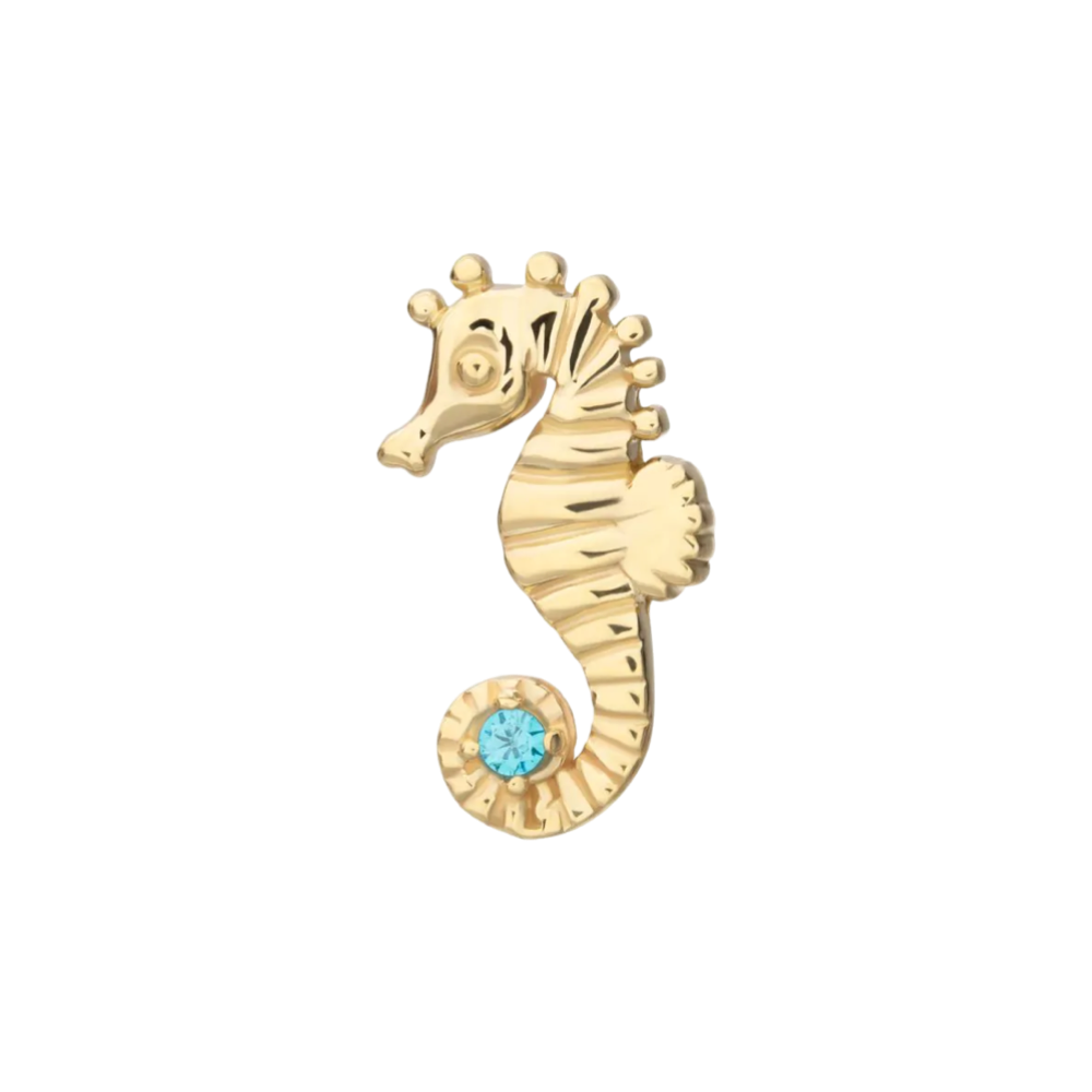 14k Seahorse with Gem- Threadless attachment