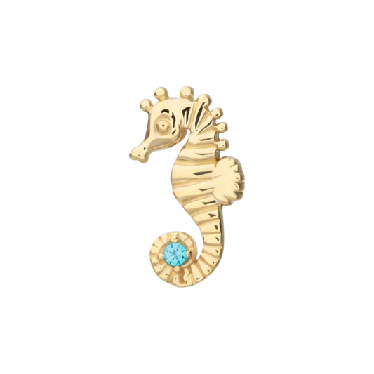 14k Seahorse with Gem- Threadless attachment