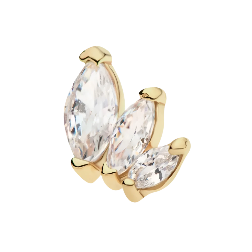 14kt Graduating Marquise CZ Threadless attachment