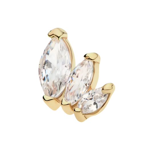 14kt Graduating Marquise CZ Threadless attachment