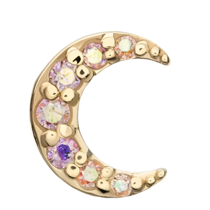 14k Pave Moon Threadless Attachment