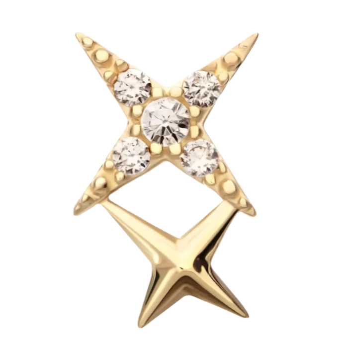 14k Double Star CZ Threadless Attachment