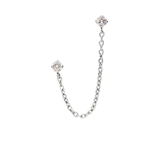 Double Prong Set CZ & Chain Titanium Threadless attachment