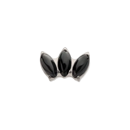 Titanium 3 Gem Black Onyx Marquise Fan Threadless Attachment