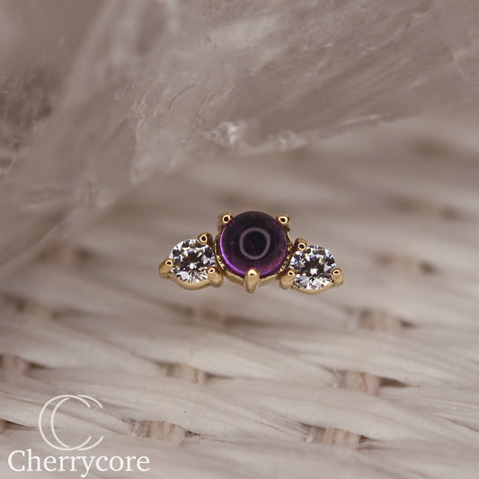 Croissant -Genuine Amethyst and CZ- Threadless attachment