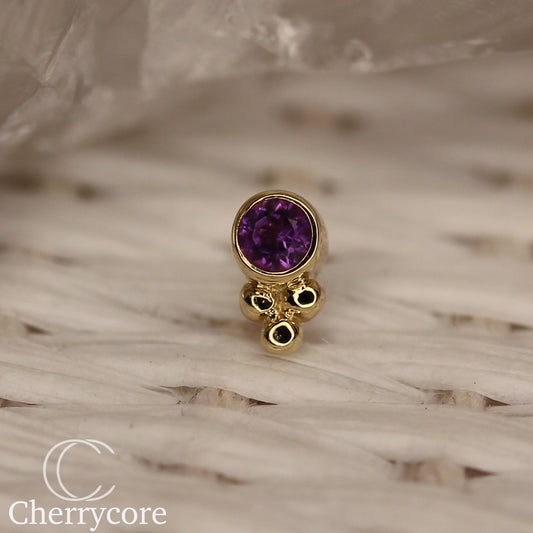 Amethyst Bezel Tribead Duo- Threadless Attachment