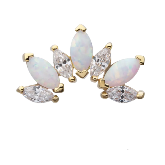 14kt Marquise Opal and Cz Prong Arch Threadless Attachment