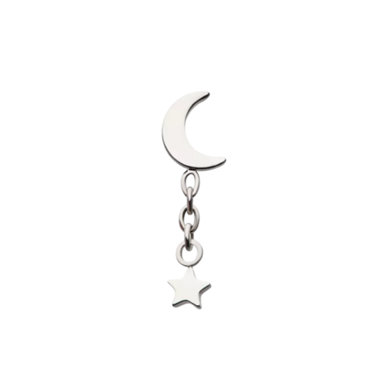 Titanium Moon & Star Dangle Threadless Attachment