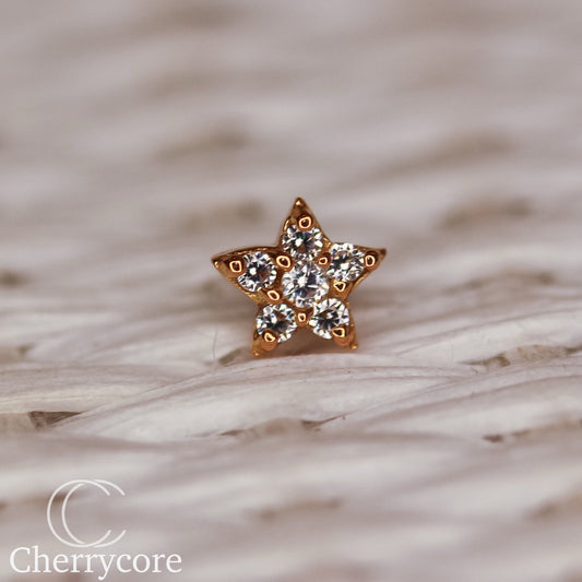 14kt Rose Gold Gemmed Star Threadless Attachment