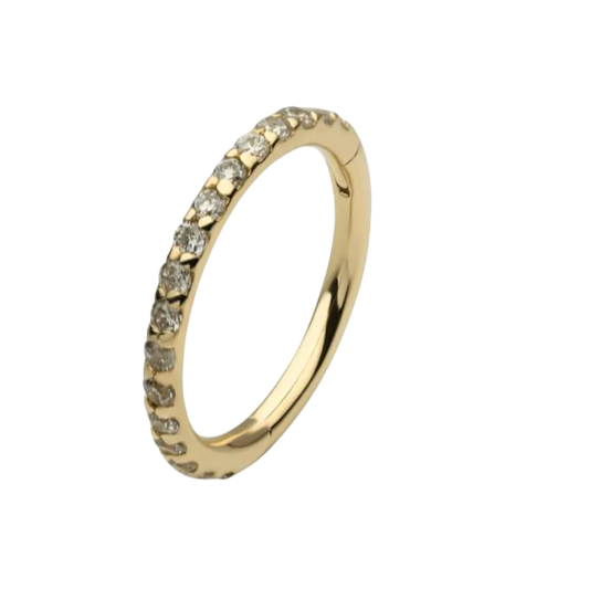 14kt  Gold Hinge Ring With Prong Set Lab Diamonds