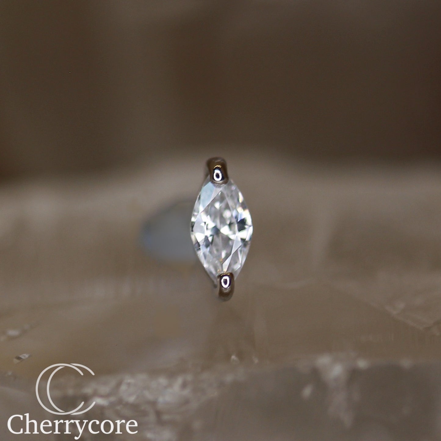 14k White Gold Marquise CZ - Threadless Attachment