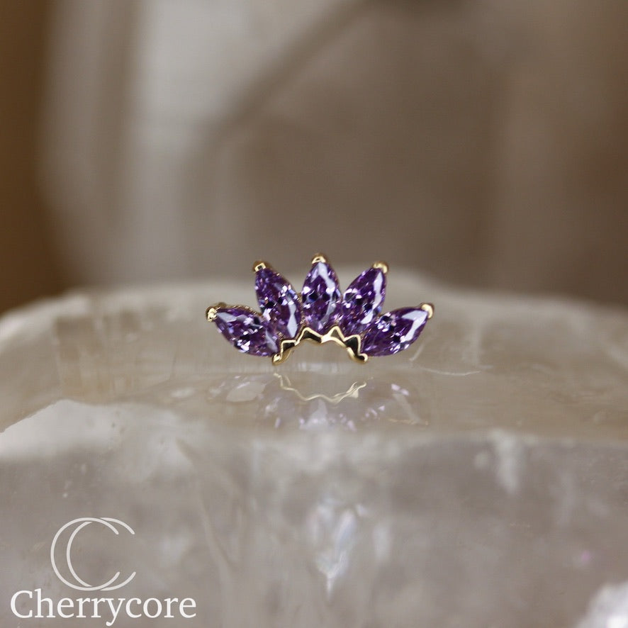 14k 5 Gem Marquise Fan- Amethyst CZ- Threadless Attachment