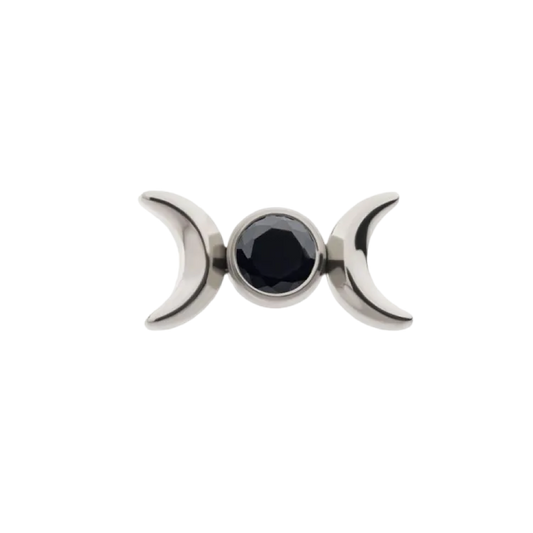 Titanium Moon Phase with Black CZ Threadless Attachment