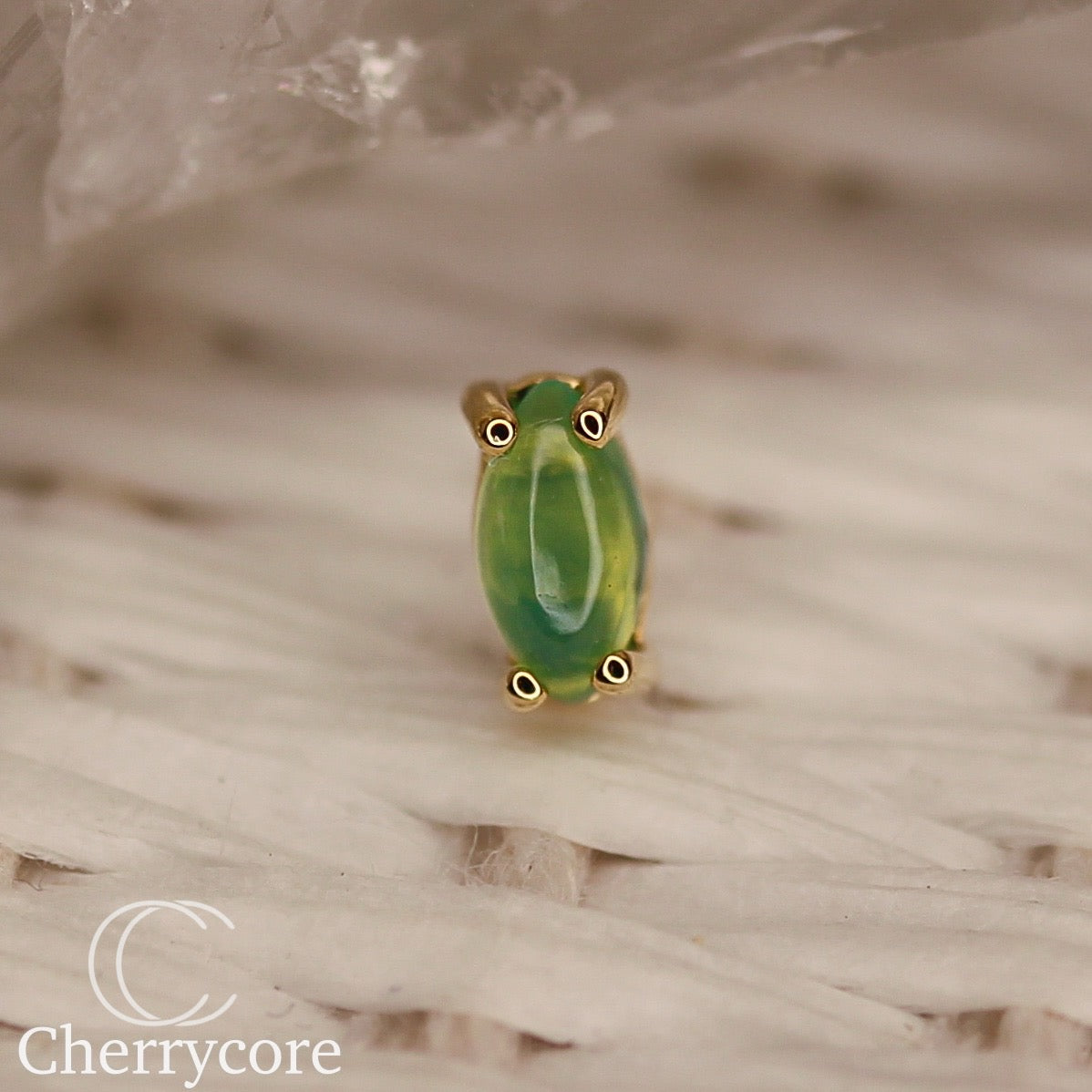 Genuine Chrysoprase Marquise Cabochon- Threadless attachment