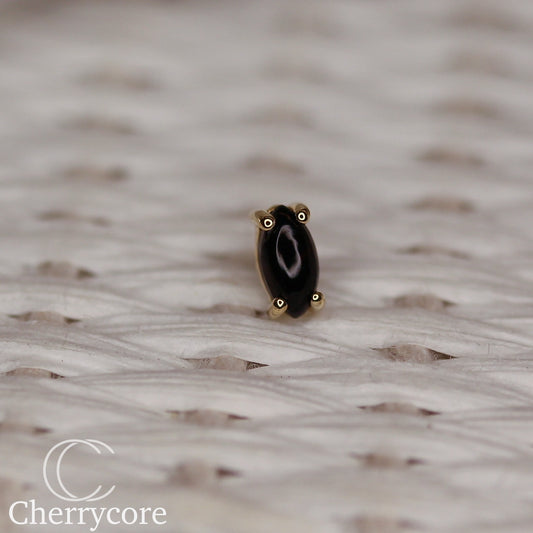 Genuine Onyx Marquise Cabochon- Threadless attachment