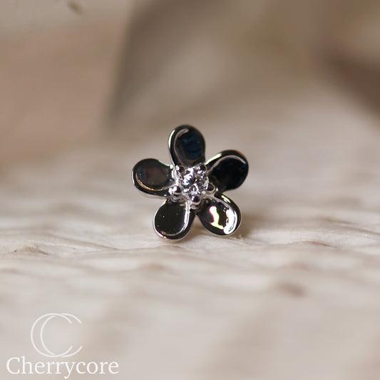 14k White Gold Flower- Threadless Atachment