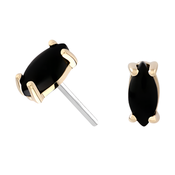 Genuine Onyx Marquise Cabochon- Threadless attachment