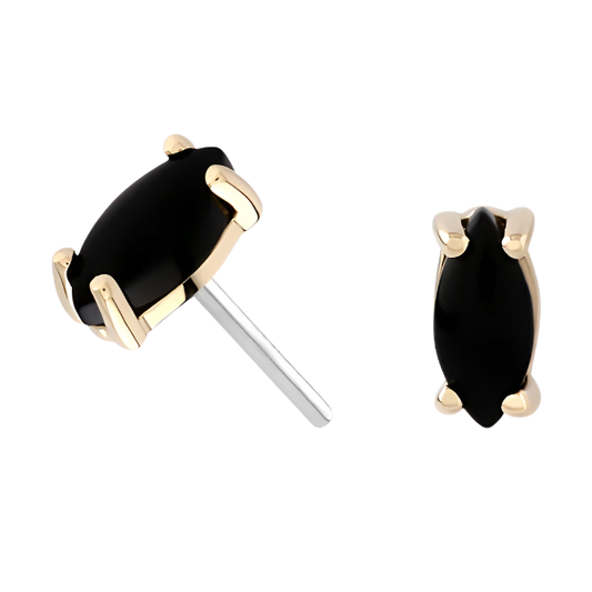 Genuine Onyx Marquise Cabochon- Threadless attachment