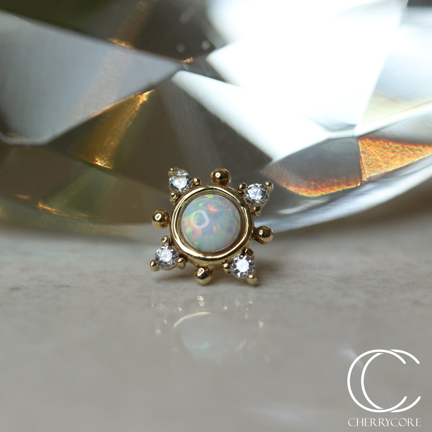 4 Point Opal & CZ Threadless Attachment