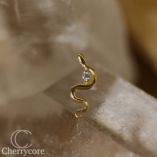 14k Snake and CZ Threadless Attachment