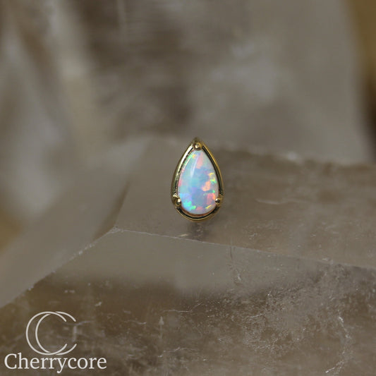 14k Pear Shaped White Opal Threadless Attachment