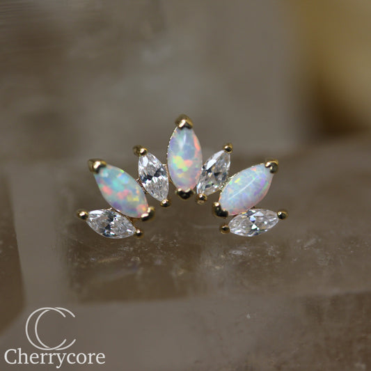 14kt Marquise Opal and Cz Prong Arch Threadless Attachment