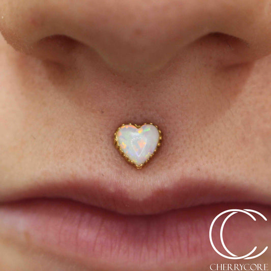 18k Gold Opal Heart Threadless Attachments