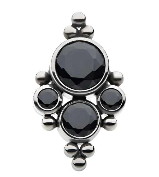 Titanium Bezel Black CZ and Tribead Cluster Threadless attachment