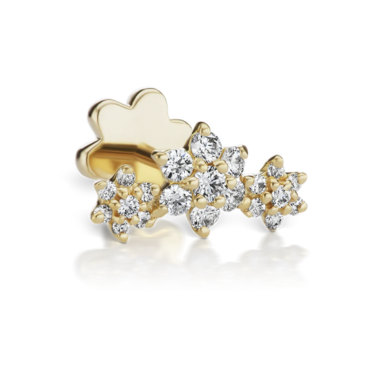 Three Flower Garland Diamond Threaded Stud