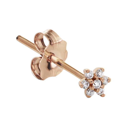 Diamond Flower Stud Earring